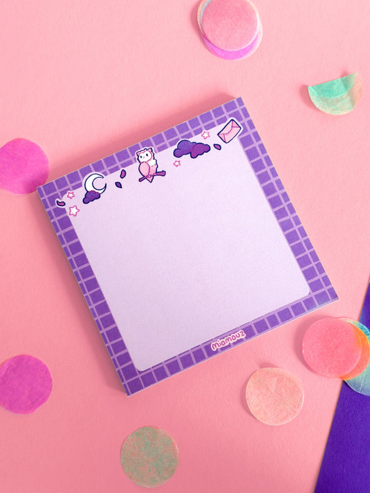 Magical Owl Notepad | Dreamy Moon and Stars Design | Whimsical Stationery | Pastel Calendar Journal | Birthday Gift for Her | Art by Miamouz