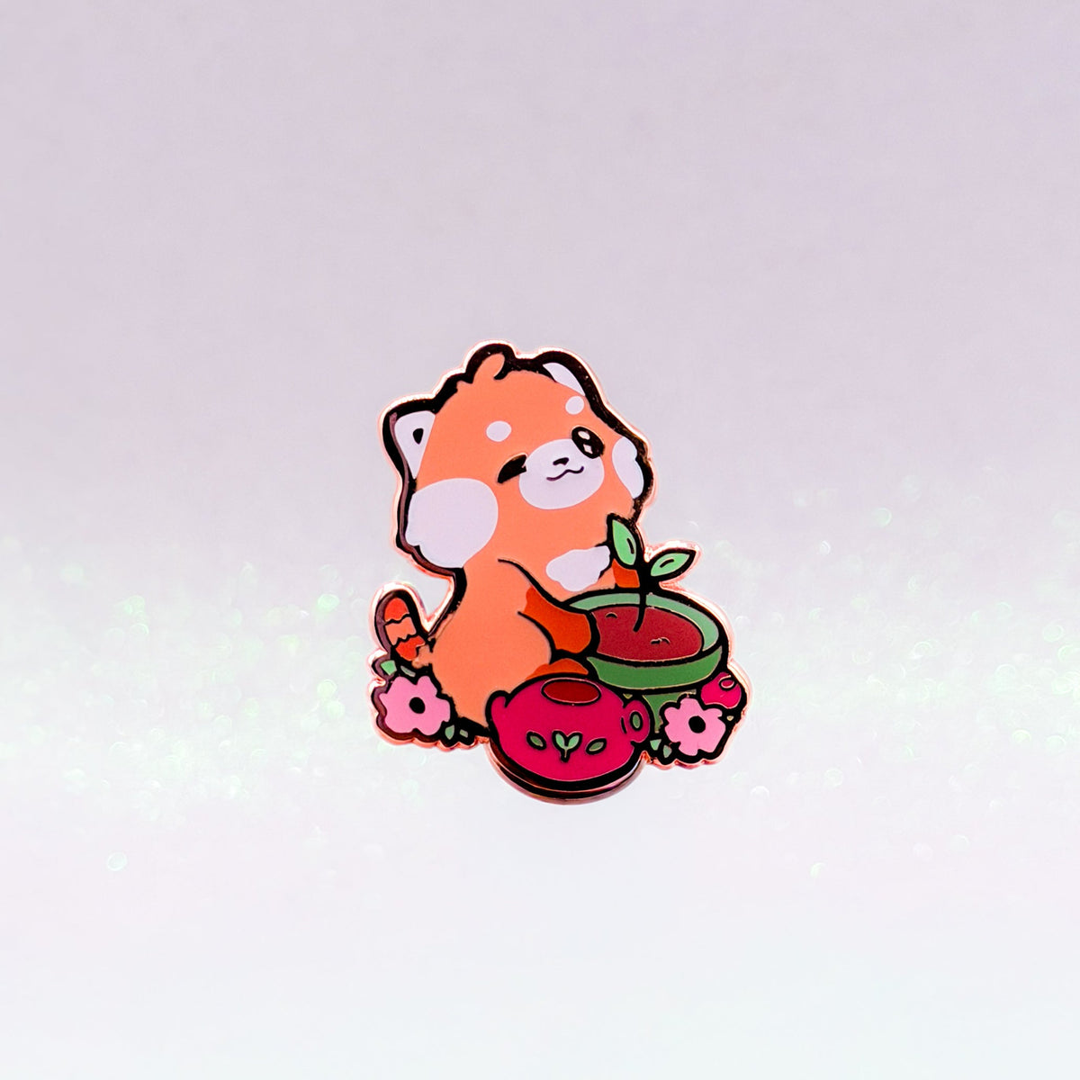 Gardening Red Panda | Hard Enamel Pin | Kawaii Aesthetic Birthday Gift | Christmas Present