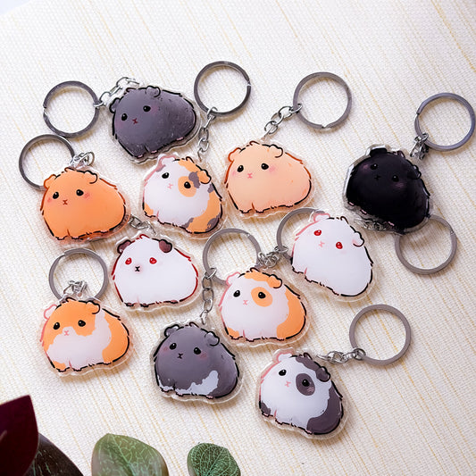 Guinea Pig Keychain | Different Fur Colors | Pet Breed Charm | Birthday Gift | Christmas Present | Acrylic Key Chain