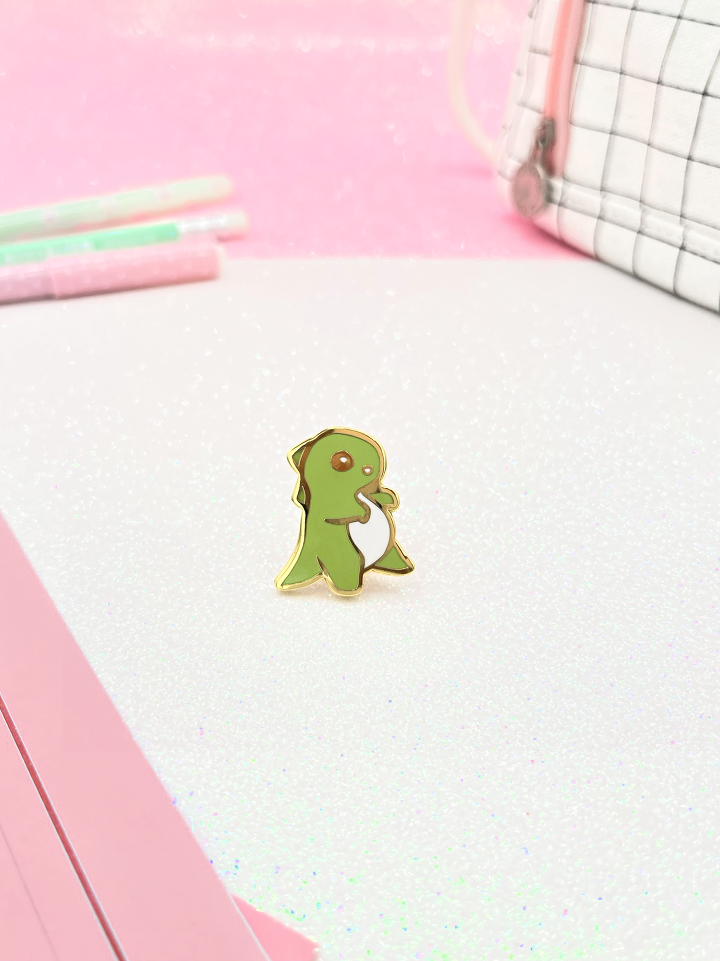Green Dinosaur | T-Rex Hard Enamel Pin | Collectors Hard Enamel Pin Badge | Kawaii Aesthetic Birthday Gift for Her | Christmas Present