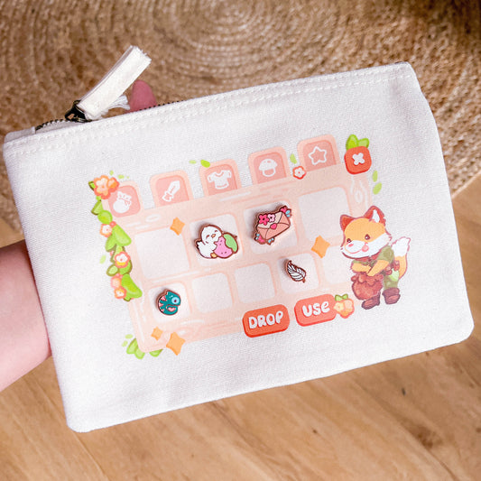Pinventory Reißverschlusstasche | Kleine Inventar-Reißverschlusstasche | Kawaii Fox Etui | Kleine Tasche oder Federmäppchen für die Arbeit | Miamouz (Kopie)