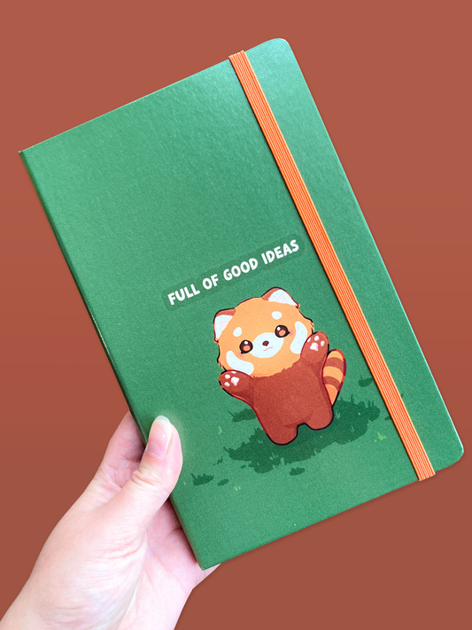 Full Of Good Ideas Red Panda Notebook | Dotted or Lined | Pastel Stationery | Scrapbooking & Calendar Journal | Birthday Gift | Christmas Present | Miamouz