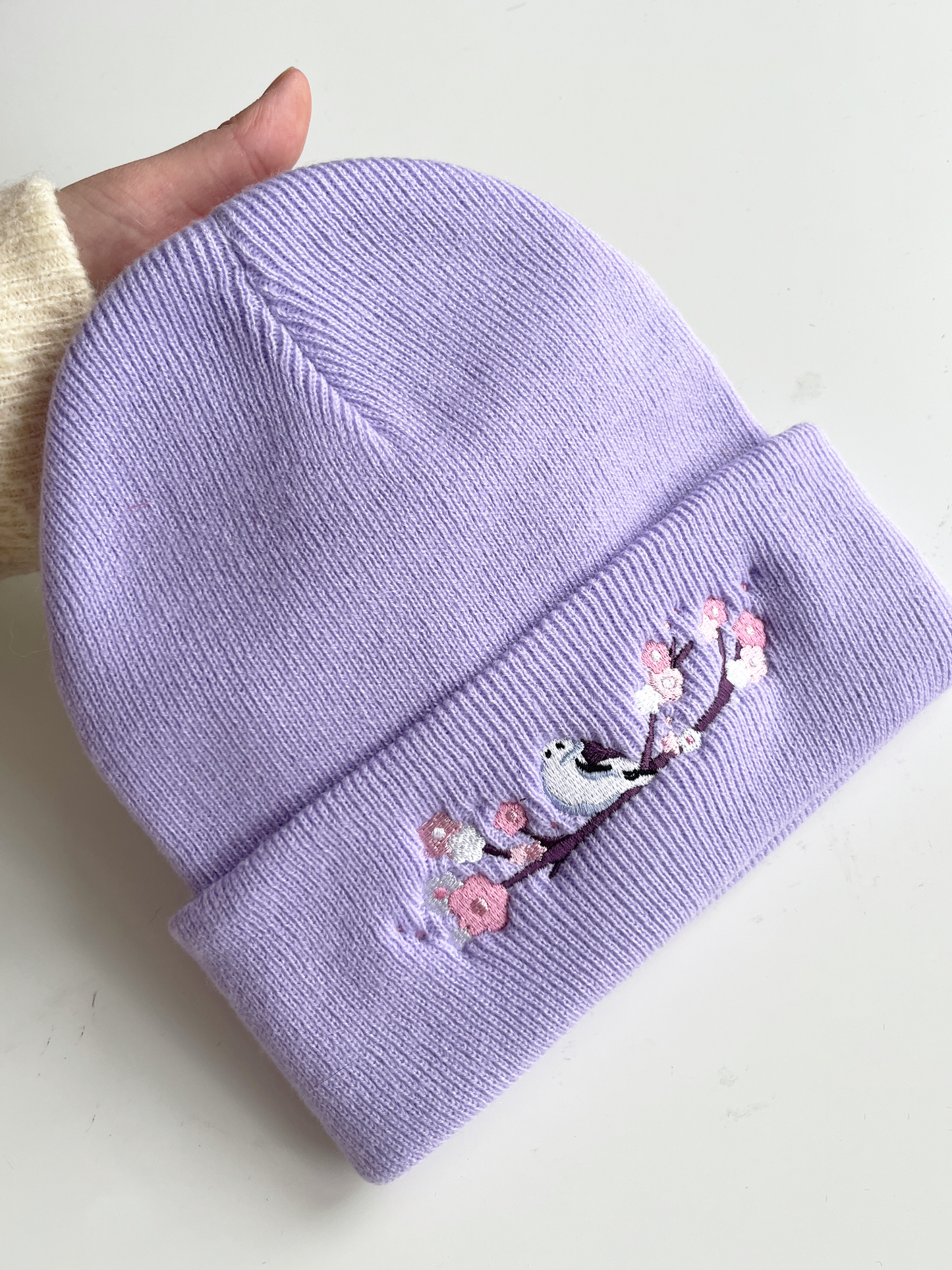 Shima Enaga Sakura Winter Hat | Lavender Warm Beanie | Kawaii Aesthetic Birthday Gift for Her | Christmas Present for Him | Miamouz