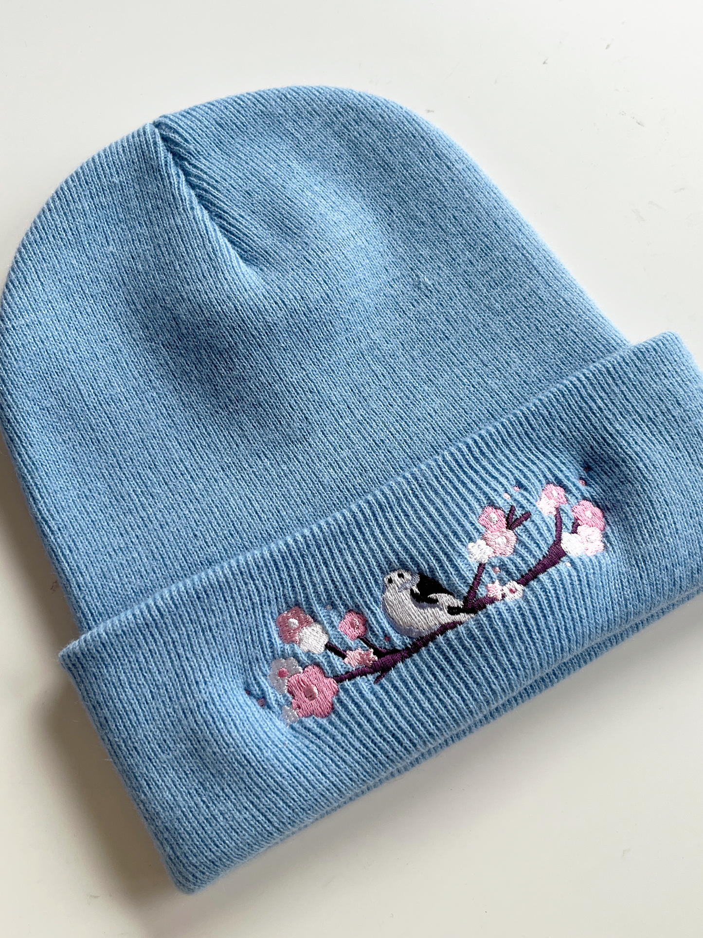 Shima Enaga Sakura Winter Hat | Sky Blue Warm Beanie | Kawaii Aesthetic Birthday Gift for Her | Christmas Present for Him | Miamouz