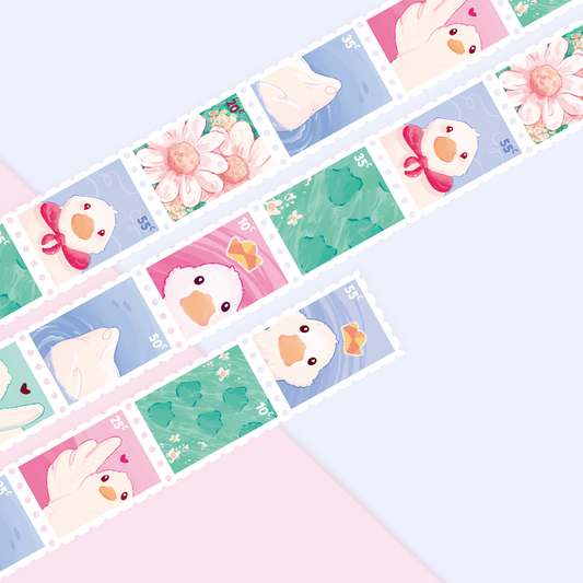 Duck Stamp Washi Tape | 10m Roll | Artist Masking Tape | Decorative Planner Tape | Kawaii Calendar Journal Stationery
