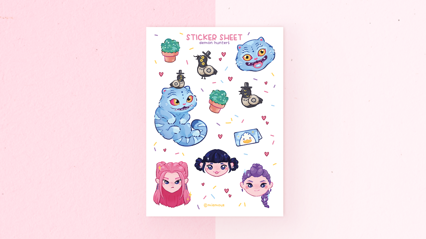 Limited Kpop Sticker Sheet | A6 Matte Sticker Sheet | Kpop Demon Huntress Stickers | Planner Stickers | Tiger and Crow Stickersheet | Vinyl Sticker Sheet