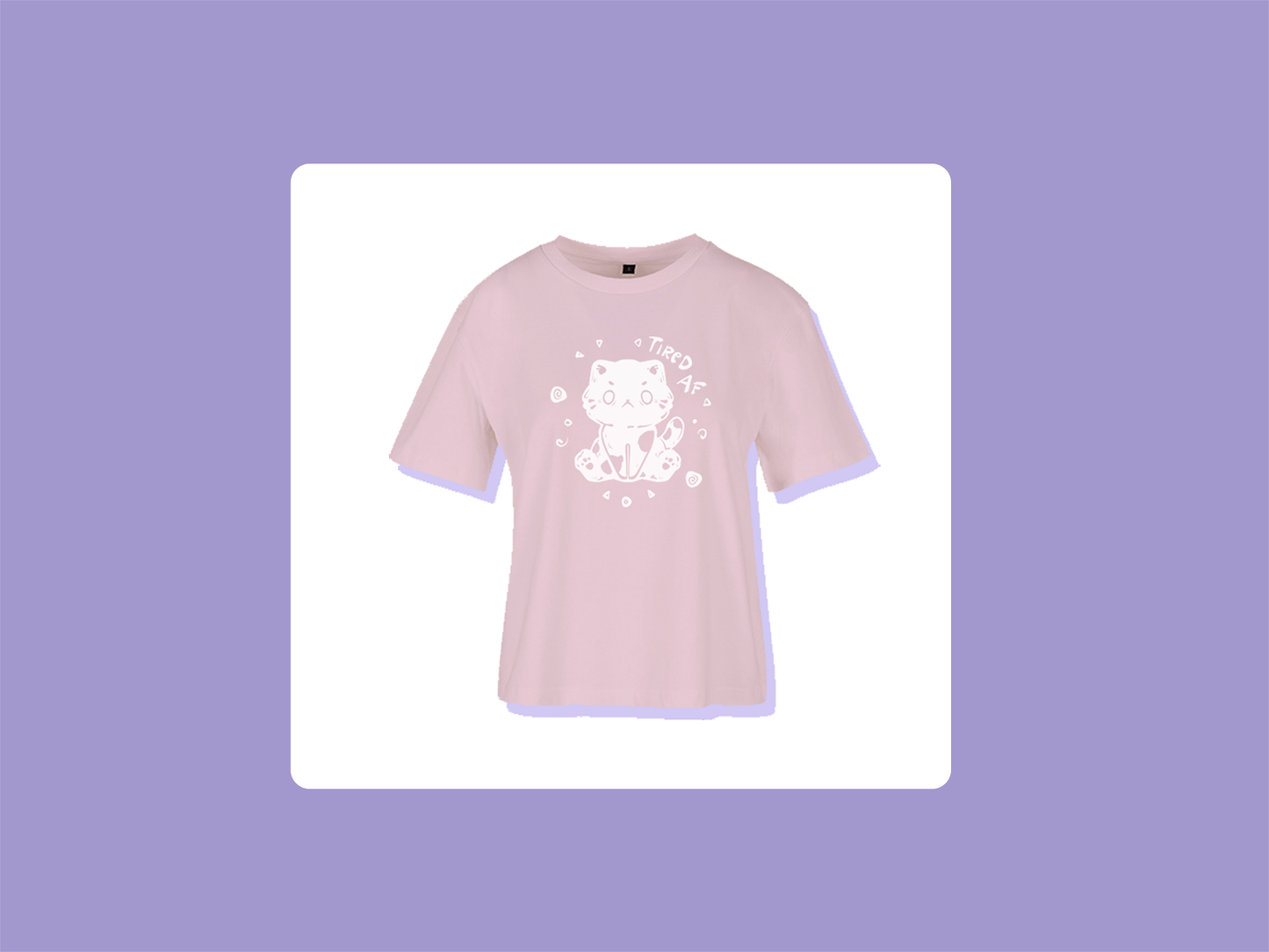 Tired AF Cat T-Shirt | Oversized Feminine Cut | Handprinted Tshirt | Miamouz