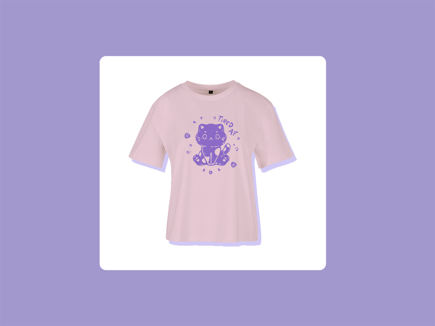 Tired AF Cat T-Shirt | Oversized Feminine Cut | Handprinted Tshirt | Miamouz