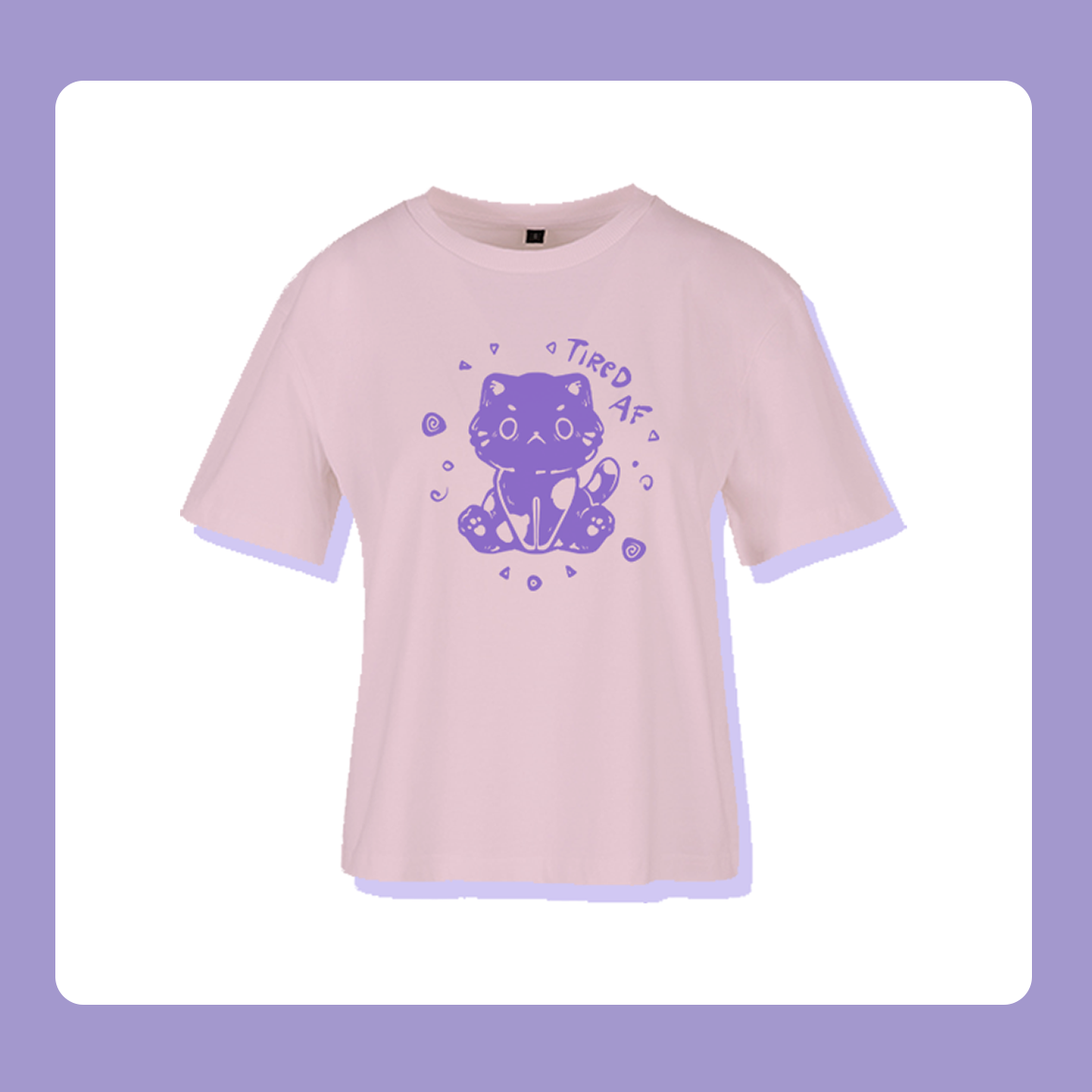 Last Piece S M XXL Tired AF Cat T-Shirt | Oversized Feminine Cut | Handprinted Tshirt | Miamouz