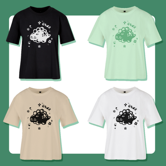 Rawr Dinosaur T-Shirt | Oversized Feminine Cut | Handprinted Tshirt | Miamouz