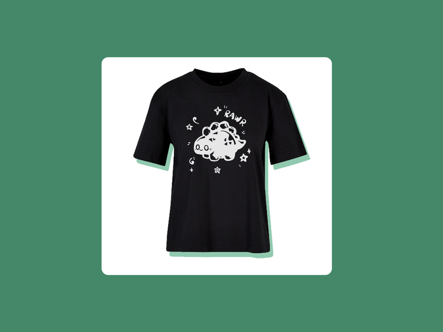 Rawr Dinosaurier T-Shirt | Übergroßer femininer Schnitt | Handbedrucktes T-Shirt | Miamouz