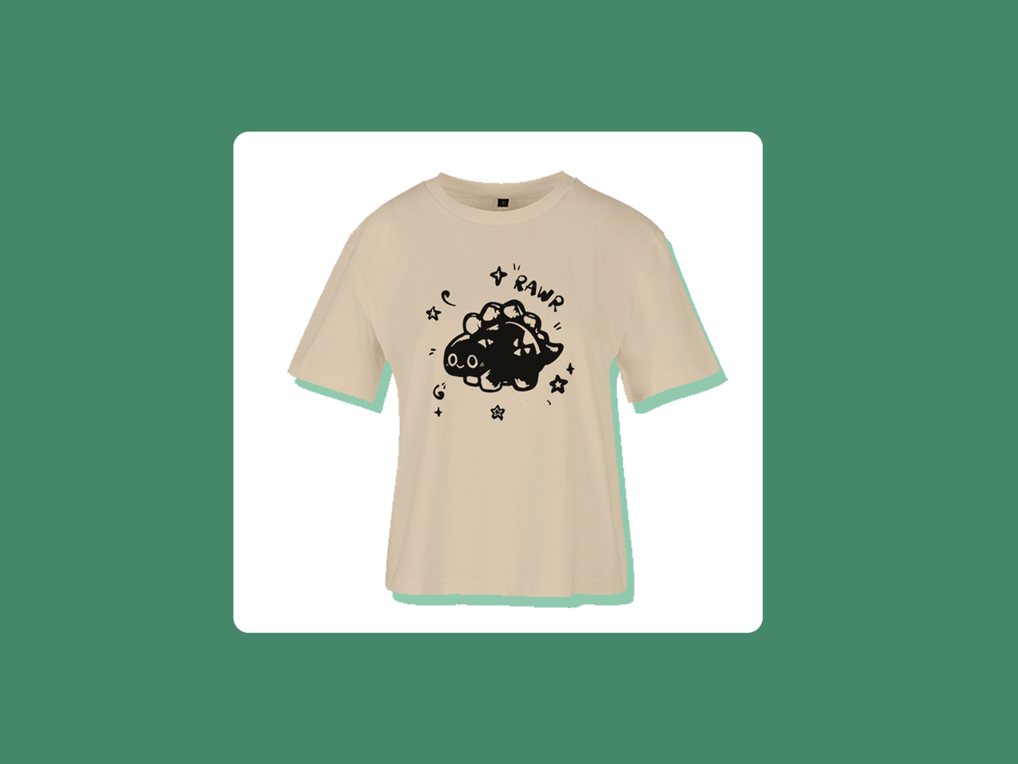 Rawr Dinosaurier T-Shirt | Übergroßer femininer Schnitt | Handbedrucktes T-Shirt | Miamouz