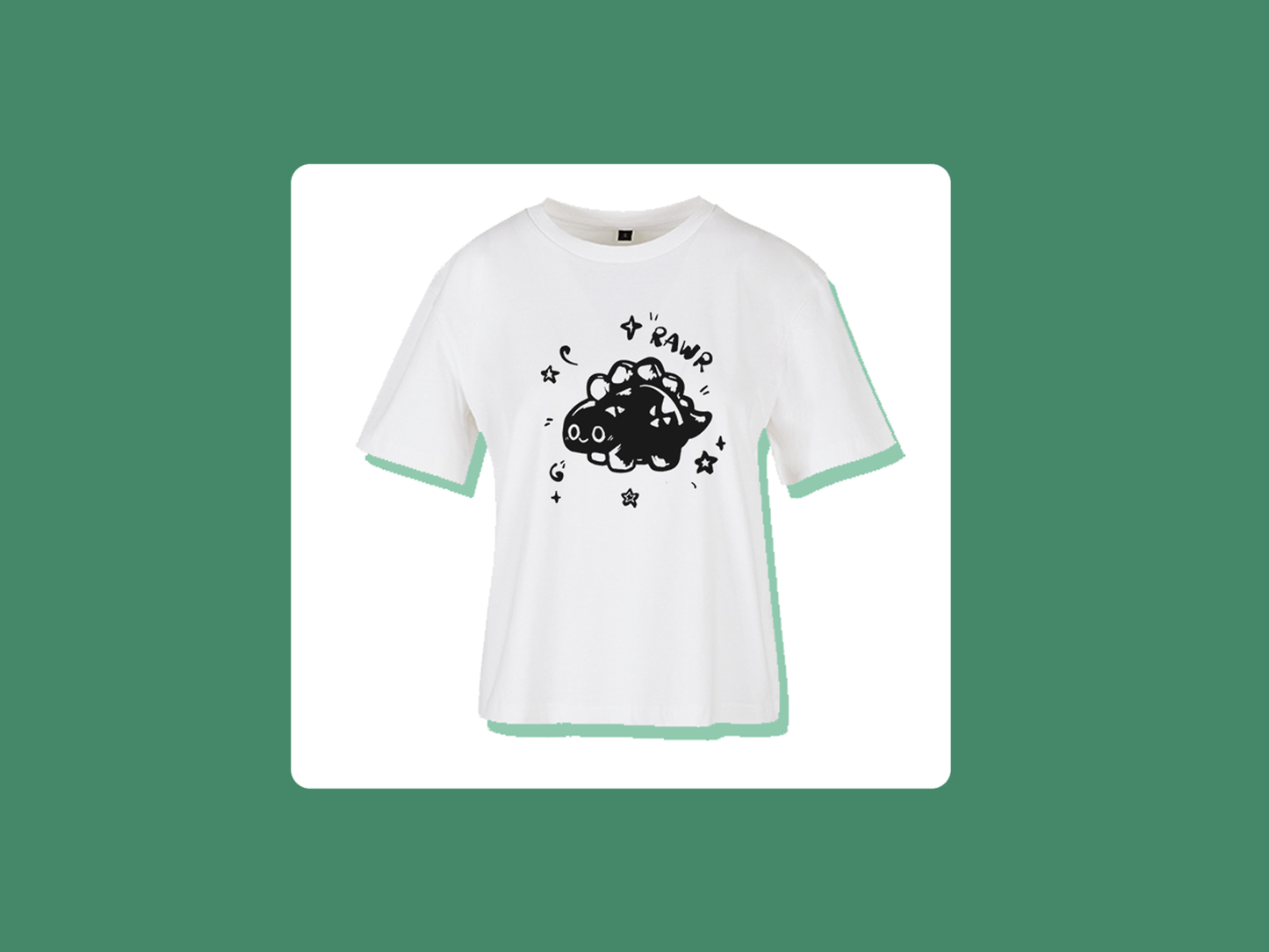 Rawr Dinosaurier T-Shirt | Übergroßer femininer Schnitt | Handbedrucktes T-Shirt | Miamouz