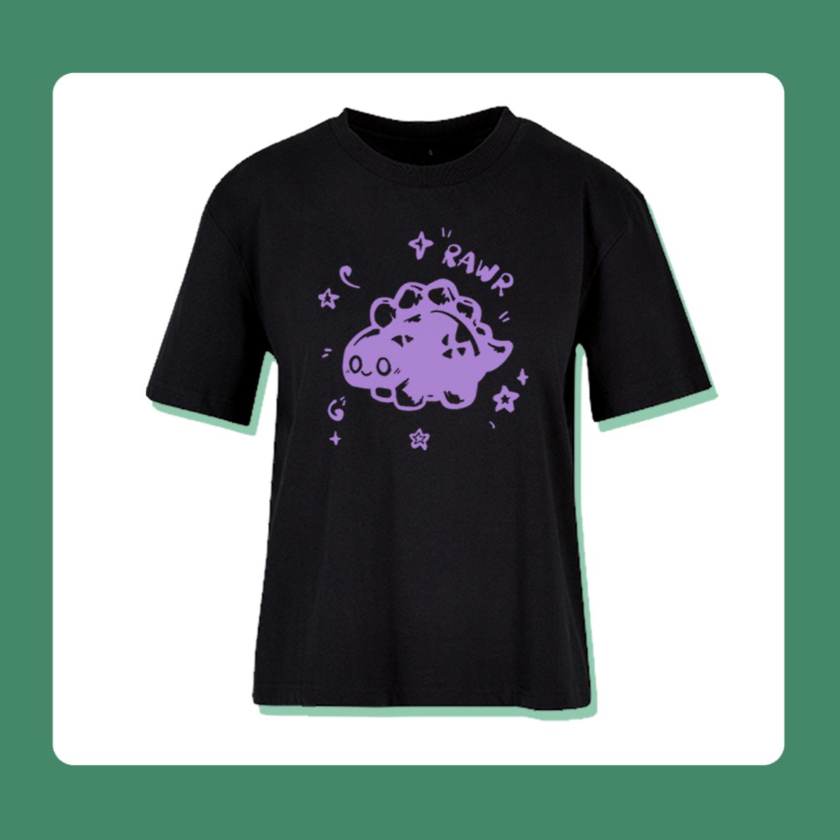 Last Piece XL Rawr Dinosaur T-Shirt | Oversized Feminine Cut | Handprinted Tshirt | Miamouz