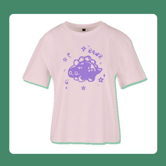 Last Piece M Rawr Dinosaur T-Shirt | Oversized Feminine Cut | Handprinted Tshirt | Miamouz