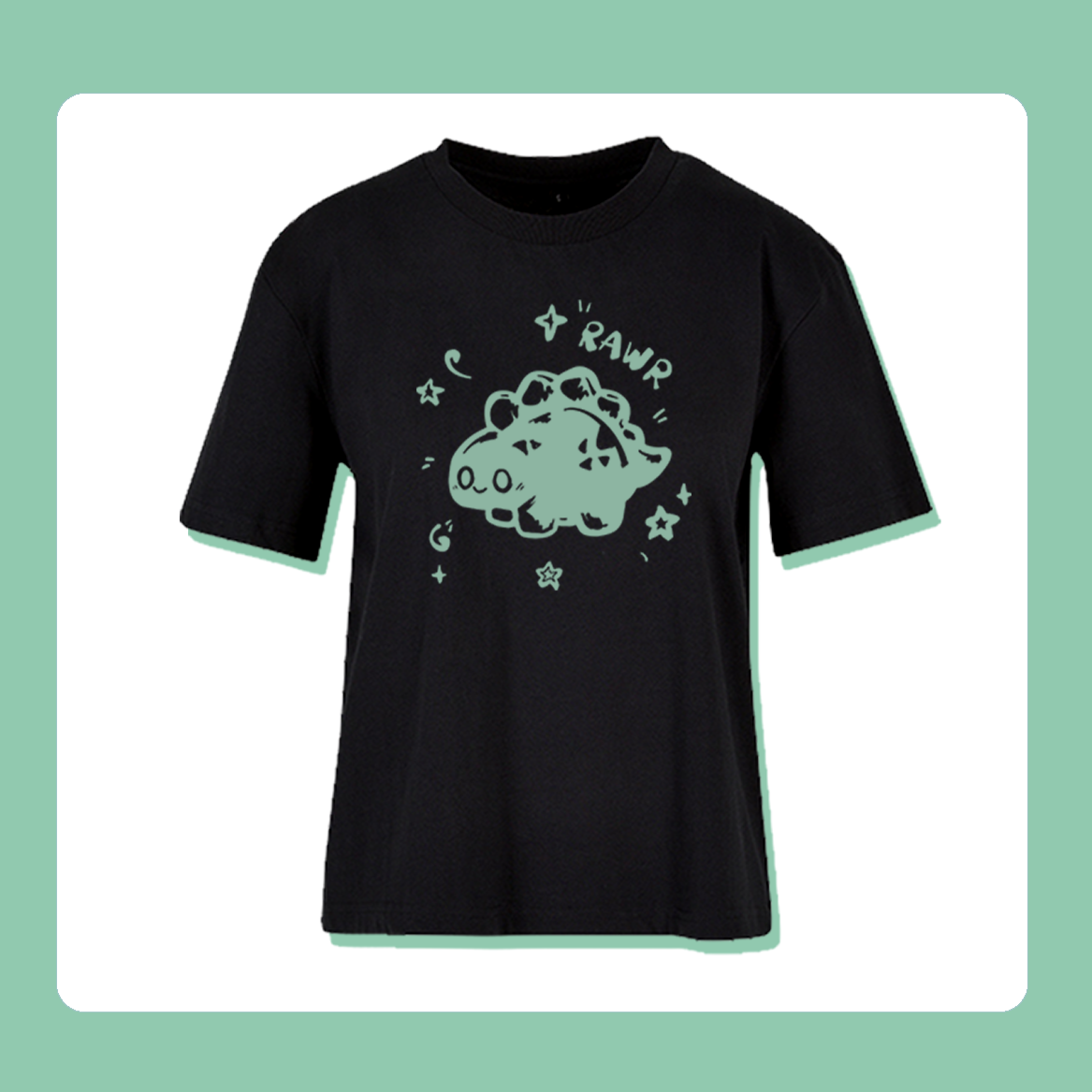 Last Piece XL Rawr Dinosaur T-Shirt | Oversized Feminine Cut | Handprinted Tshirt | Miamouz