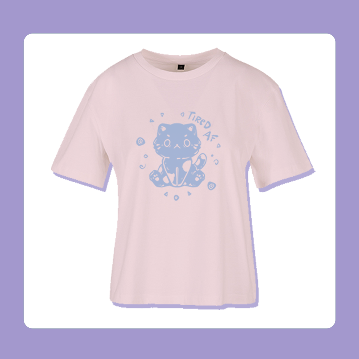 Last Pieces S M XL Tired AF Cat T-Shirt | Oversized Feminine Cut | Handprinted Tshirt | Miamouz