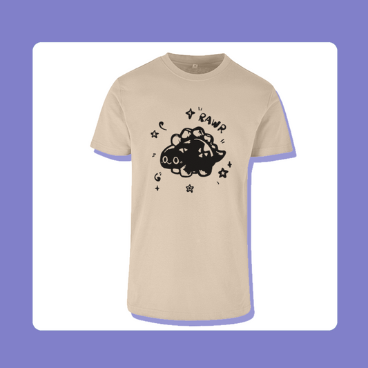 Last Piece XS Rawr Dinosaur T-Shirt | Unisex Cut | Handprinted Tshirt | Miamouz