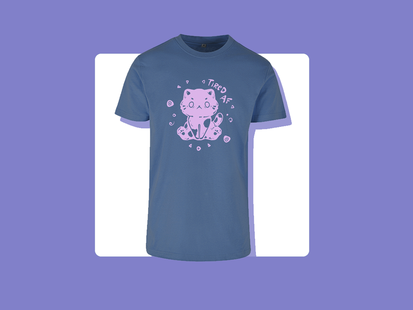 Tired AF Cat T-Shirt | Unisex Cut | Handprinted Tshirt | Miamouz