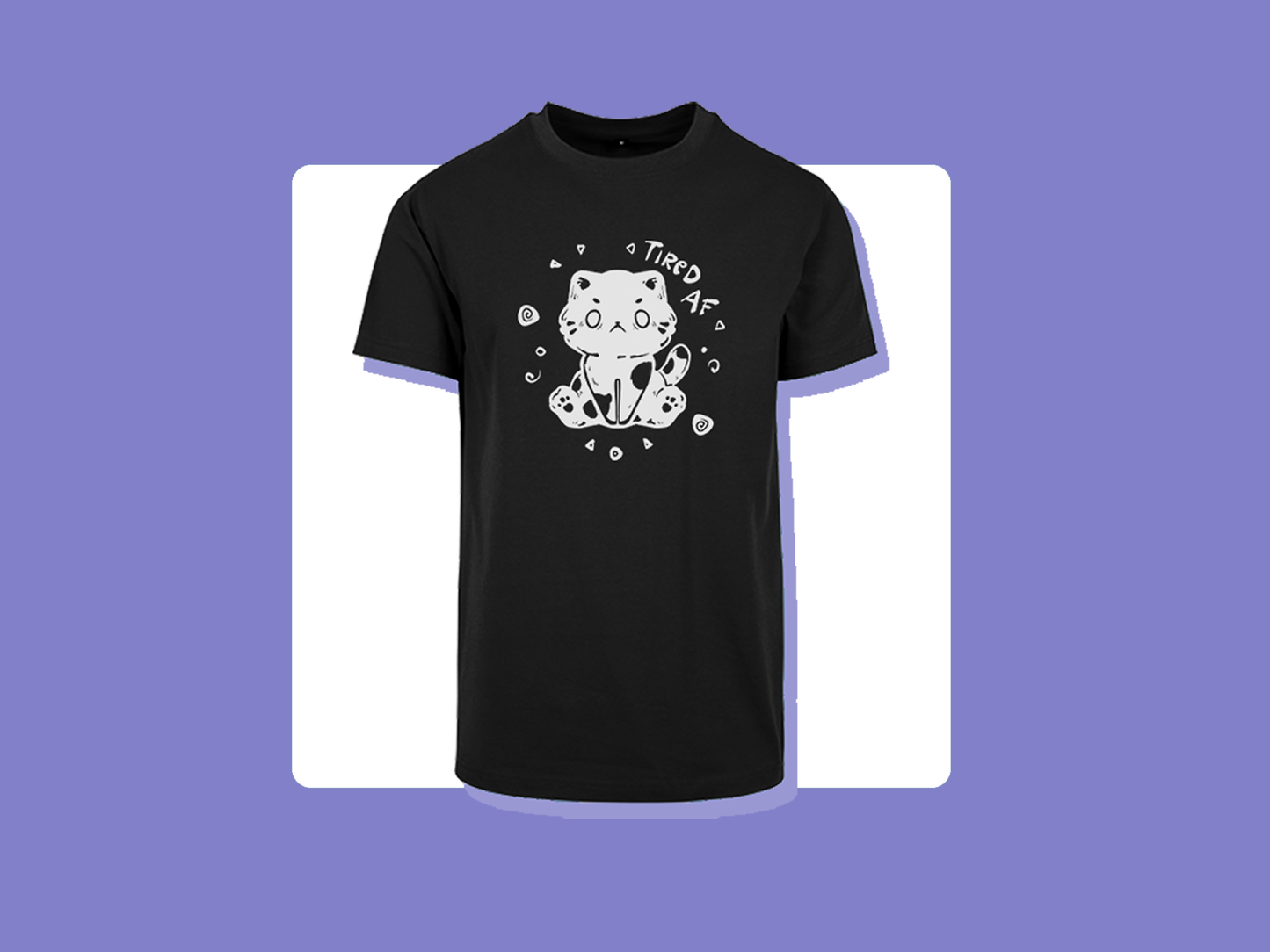 Tired AF Cat T-Shirt | Unisex Cut | Handprinted Tshirt | Miamouz