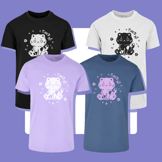 Tired AF Cat T-Shirt | Unisex Cut | Handprinted Tshirt | Miamouz