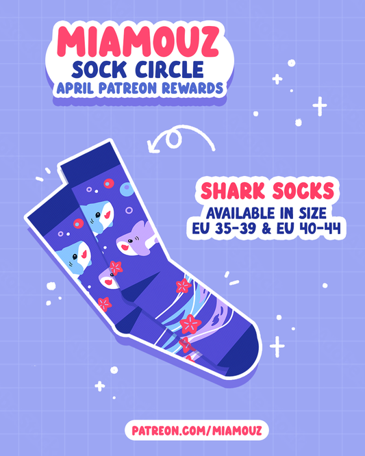 Shark Socks | Pastel Colorful Cute Funny Sock | Handmade by Artist | Kawaii Birthday Gift for Her | Christmas Present for Him (Kopie)