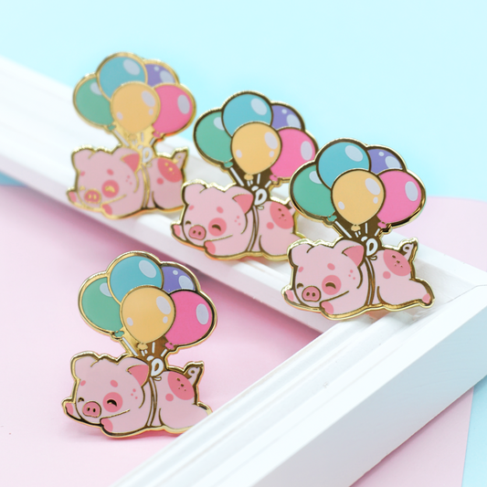 Flying Piggy Enamel Pin | Cute Pig Adventurer Hard Enamel Pin | Rainbow Art | Kawaii Aesthetic Birthday Gift | Christmas Present