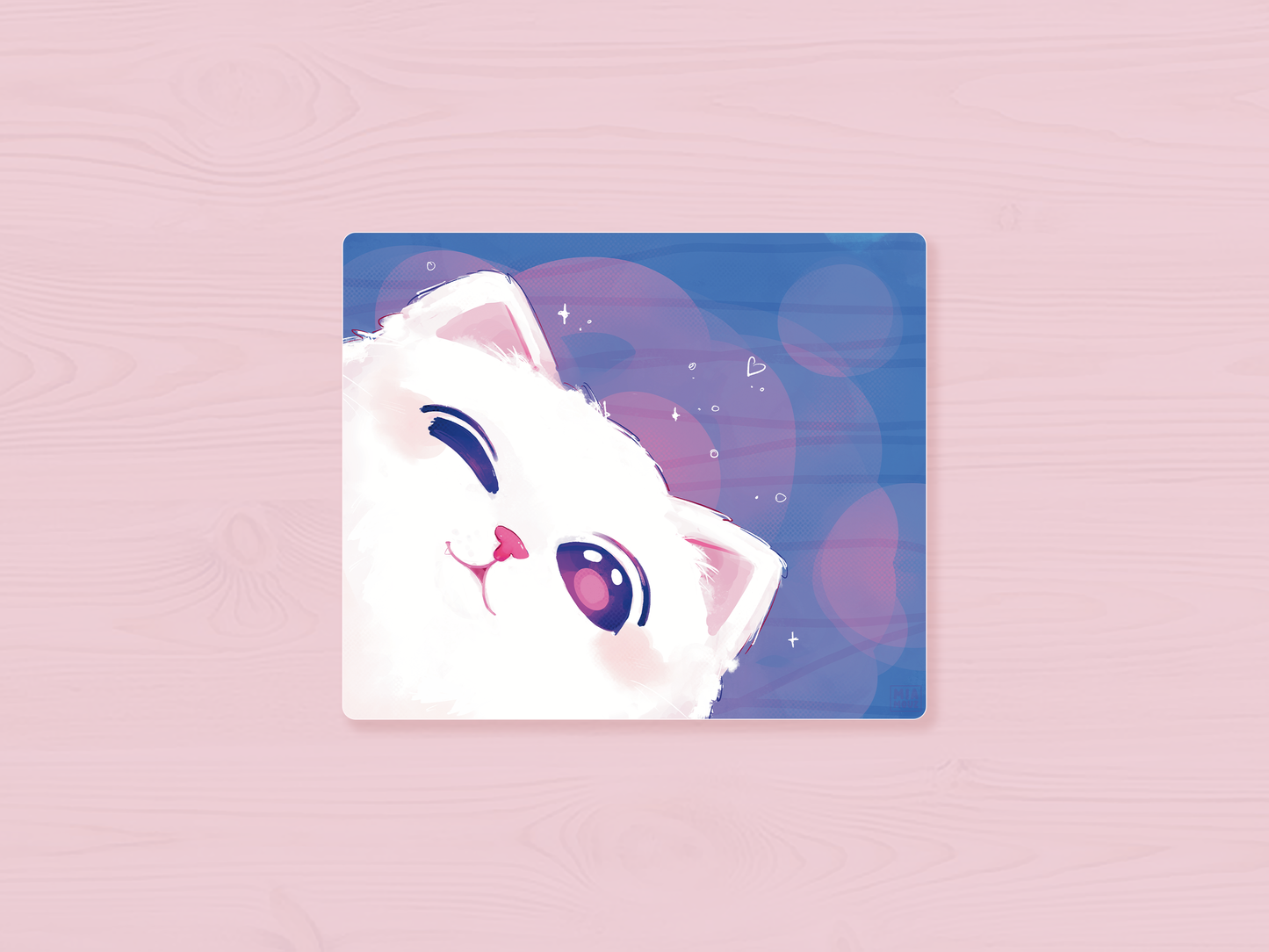 Cute White Cat Mouse Pads | Desk Mat | Kawaii Mousepad | Play Mat | Miamouz