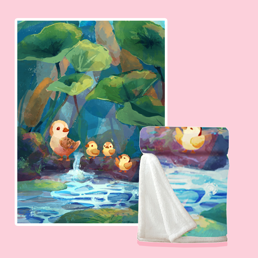 Duckling Adventure | Cozy Fluffy Fleece Blanket | 150cm x 200cm