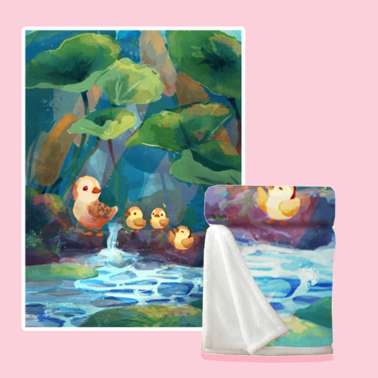 Duckling Adventure | Cozy Fluffy Fleece Blanket | 150cm x 200cm