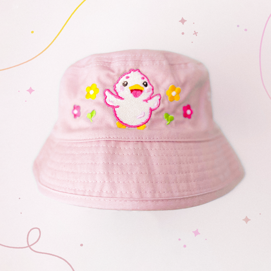 Flower Duck Bucket Hat | For Small and Big Children & Adults | Pastel Pink Y2K Fashion | Kawaii Aesthetic Birthday Gift | Cute Accessories