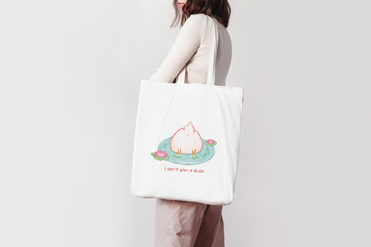I don't give a duck | Cute Duck Tote Bag 100% Cotton | Shopping Bag | Jute Bag | Art Purse | Duck Lovers | Miamouz
