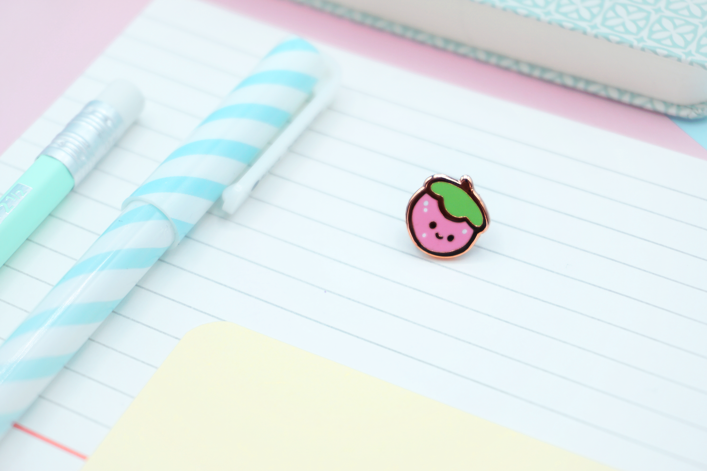 Small Strawberry Enamel Pin | Tiny Board Filler Hard Enamel Pin | Kawaii Art | Kawaii Aesthetic Birthday Gift | Christmas Present