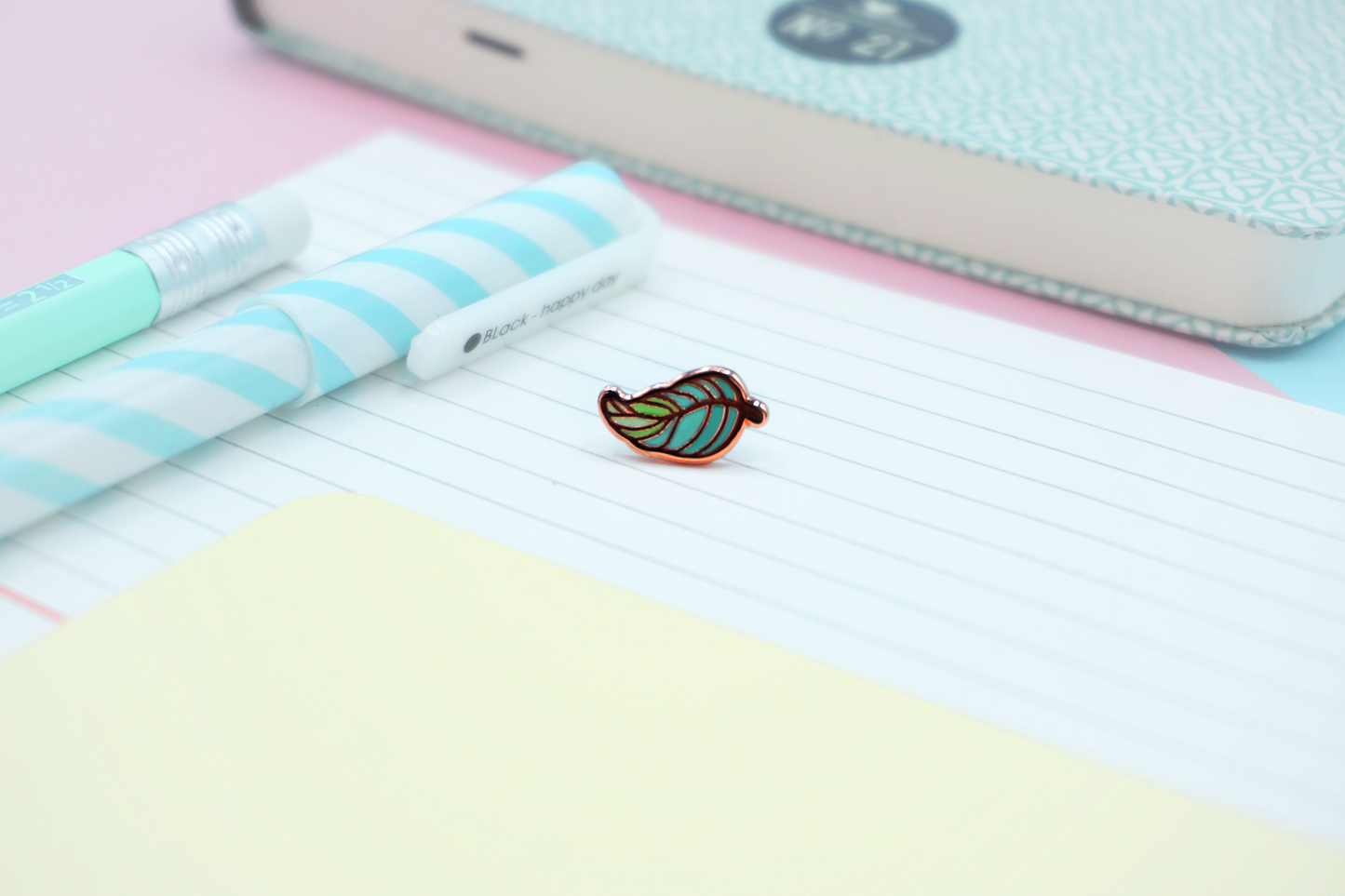 Duck Feather Enamel Pin | Tiny Board Filler Hard Enamel Pin | Leaf Kawaii Art | Kawaii Aesthetic Birthday Gift | Christmas Present