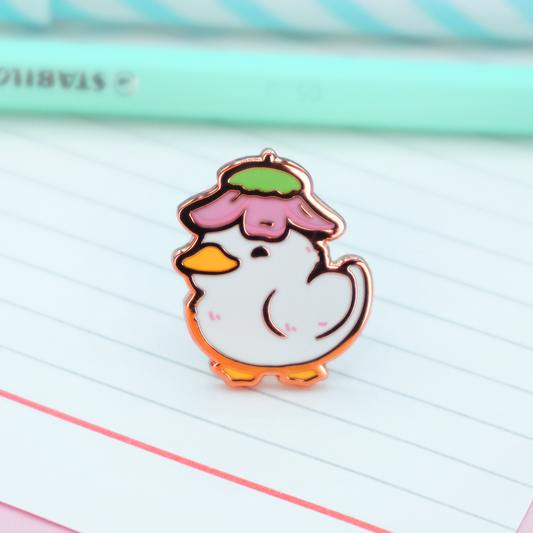 Flower Duck Enamel Pin | Cute Adventurer Hard Enamel Pin | Duckling Art | Kawaii Aesthetic Birthday Gift | Christmas Present