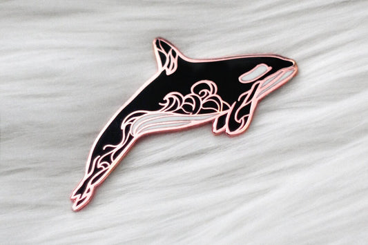 Elegant Orca Hard Enamel Pin | Copper Rosegold | Aesthetic Birthday Gift | Christmas Present | | Miamouz
