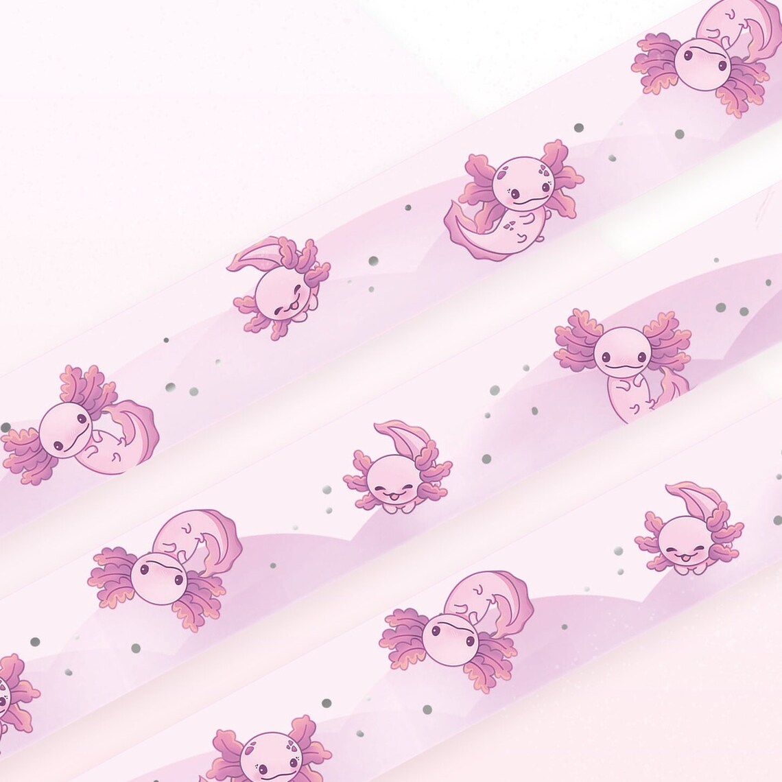 Axolotl Washi Tape | 10m x 15mm Roll | Artist Masking Tape | Decorative Planner Tape | Kawaii Calendar Journal Stationery | Miamouz