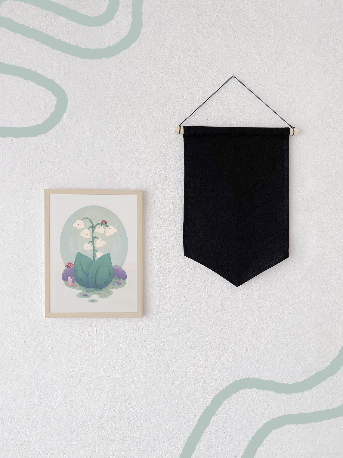 Cute Cotton Pin Banner | XL 25cm x 40cm | Handmade in Germany | Black Canvas Fabric | Classic Pin Display