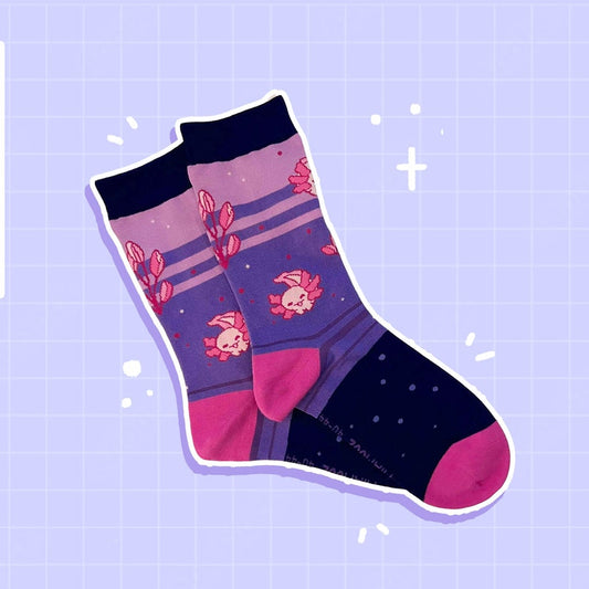 Colorful Axolotl Socks | Cute Funny Sock | Handmade by Artist | Kawaii Aesthetic Birthday Gift for Her | Christmas Present for Him | Miamouz