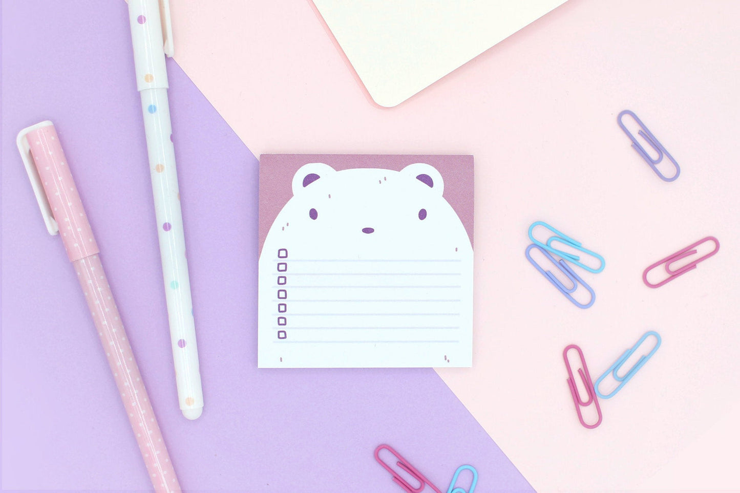 Bear Sticky Notepad | Pastel Stationery | Scrapbooking & Calendar Journal | Birthday Gift | Christmas Present | Miamouz