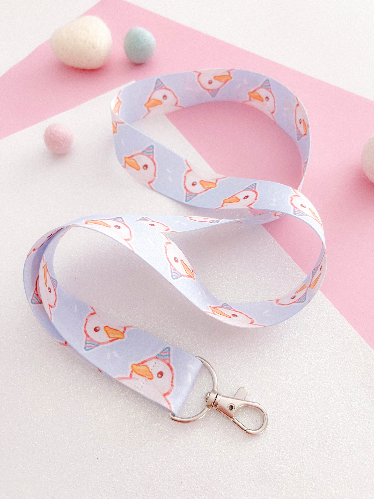 Party Duck Blue Lanyard | 90cm x 25mm | Pastel Aesthetic | Cute Artist Lanyard | Convention Artist Alley | Kawaii Accessoires