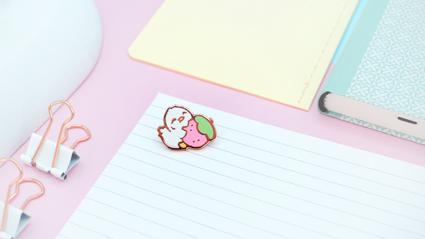 Munching Duck Enamel Pin | Cute Adventurer Hard Enamel Pin | Snack Duckling Art | Kawaii Aesthetic Birthday Gift | Christmas Present