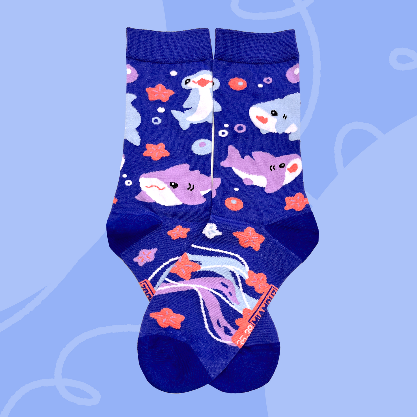 Shark Socks | Pastel Colorful Cute Funny Sock | Handmade by Artist | Kawaii Birthday Gift for Her | Christmas Present for Him