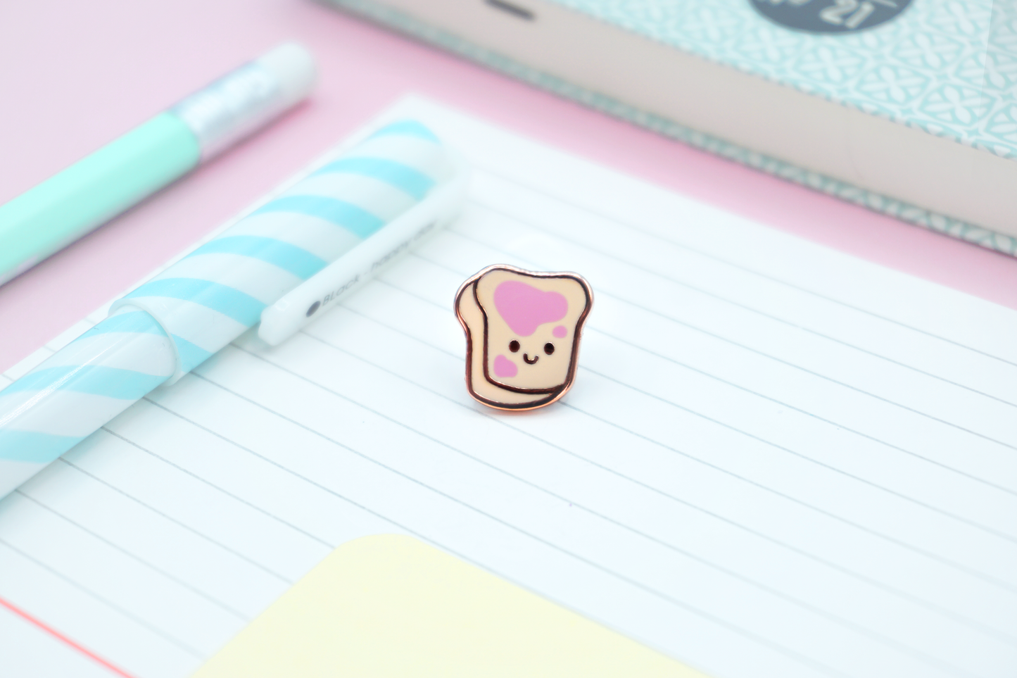 Small Jelly Toast Enamel Pin | Tiny Board Filler Hard Enamel Pin | Kawaii Art | Kawaii Aesthetic Birthday Gift | Christmas Present