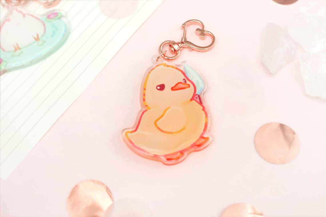 Duck with Knife Acrylic Keychain | Cute Animal Art | Duckling Key Charm | Aesthetic Birthday Gift for Her | Christmas Present | Miamouz