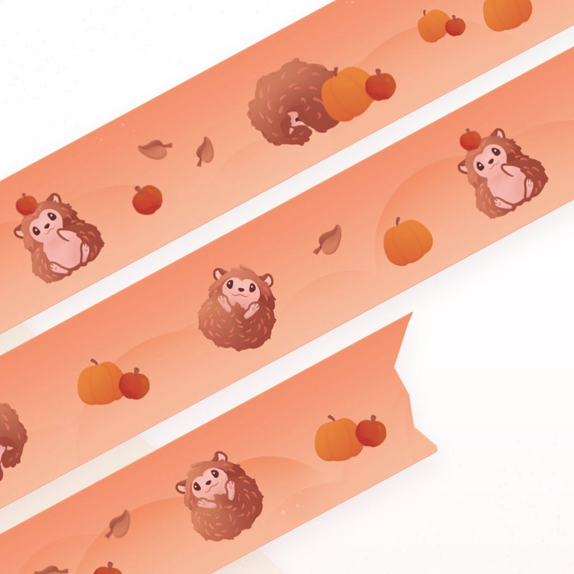 Hedgehog Season | 10m x 15mm Roll | Autumn Planner | Artist Masking Tape | Fall Decorative Planner Tape | Kawaii Calendar Journal Stationery
