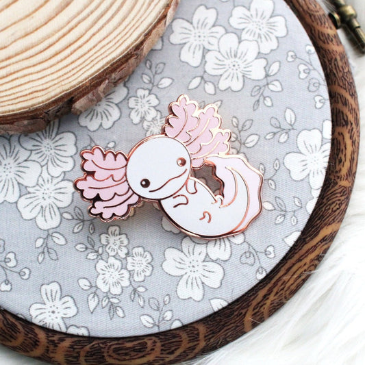 Pink Axolotl Pin | Rosegold Hard Enamel Pin | Kawaii Pin Badge | Aesthetic Birthday Gift for Her | Christmas Present for Him | Miamouz