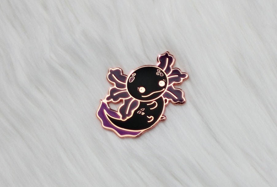 Black Axolotl Fridge Magnet | Cute Hard Enamel Fridge Magnet | Fridge Decor | Kawaii Birthday Gift | Christmas Present | Dark Academia