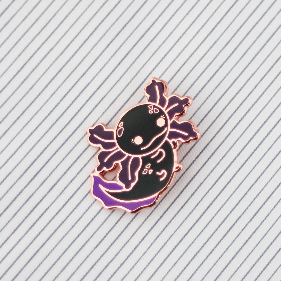 Black Axolotl Pin | Rosegold Hard Enamel Pin | Kawaii Pin Badge | Aesthetic Birthday Gift for Her | Christmas Present for Him | Miamouz