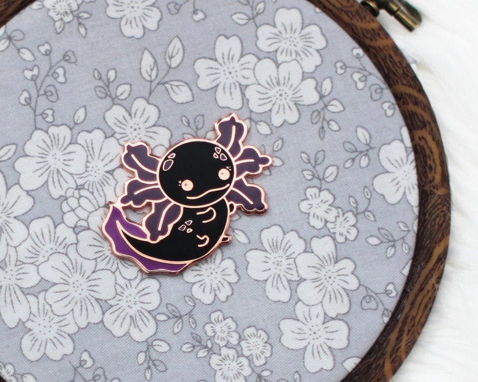 Black Axolotl Fridge Magnet | Cute Hard Enamel Fridge Magnet | Fridge Decor | Kawaii Birthday Gift | Christmas Present | Dark Academia